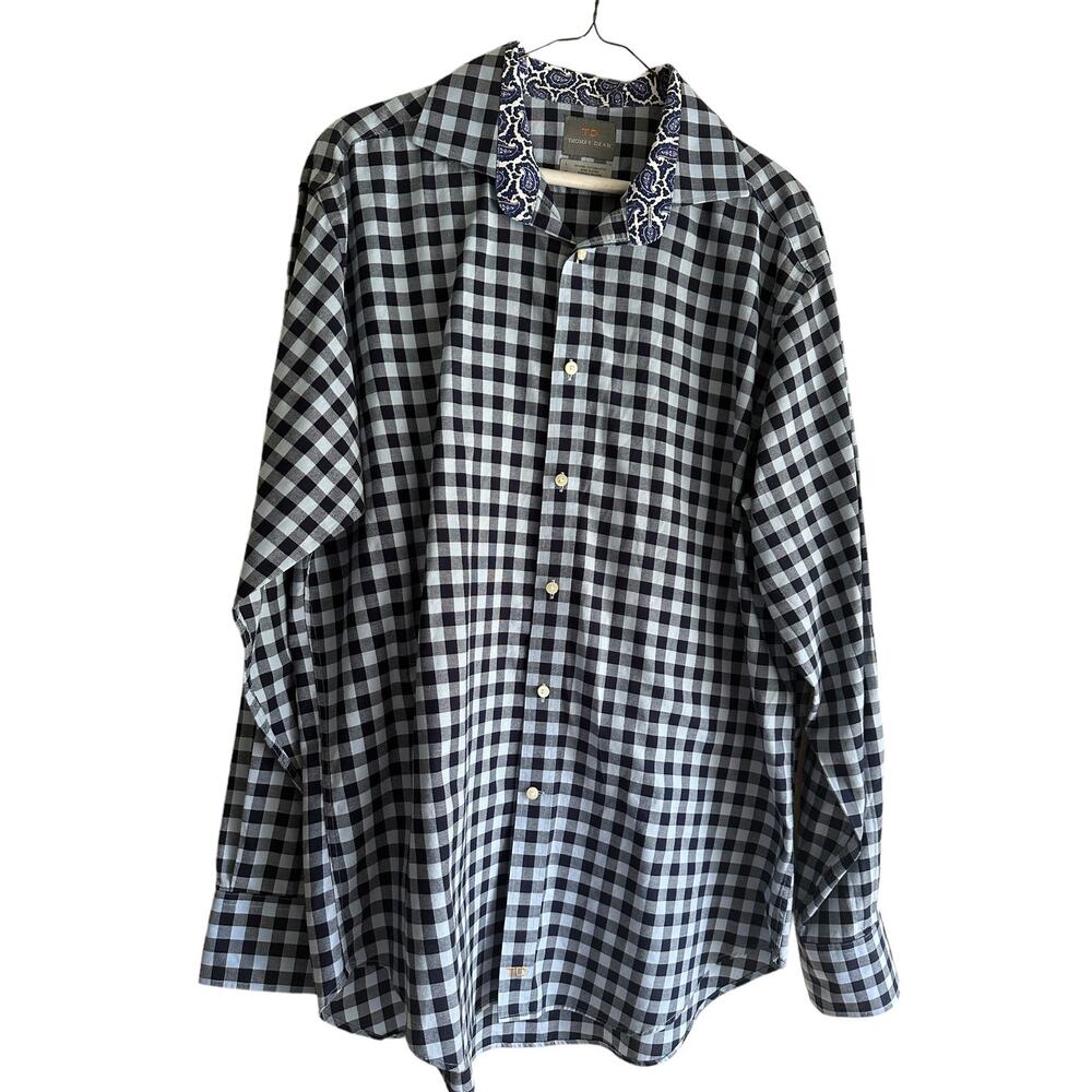 Thomas Dean checkered button down shirt - Large